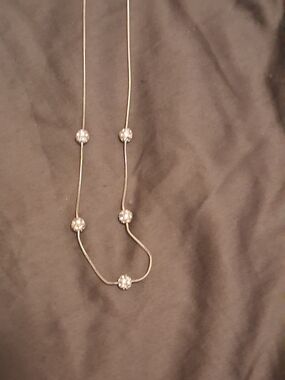 Delicate Silver Tone Women’s Necklace with Crystal Accent Beads